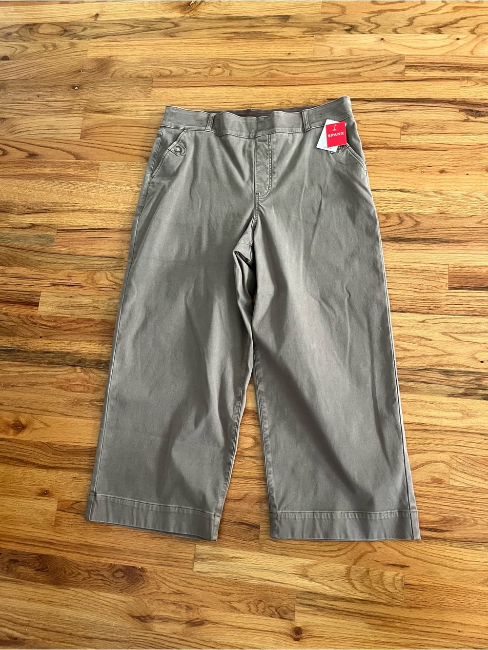 SPANX Olive Cropped Wide-Leg Pull-On Pants